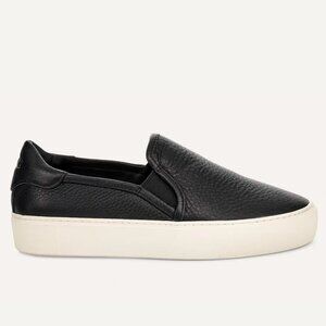 Black Leather Slip-On Sneakers